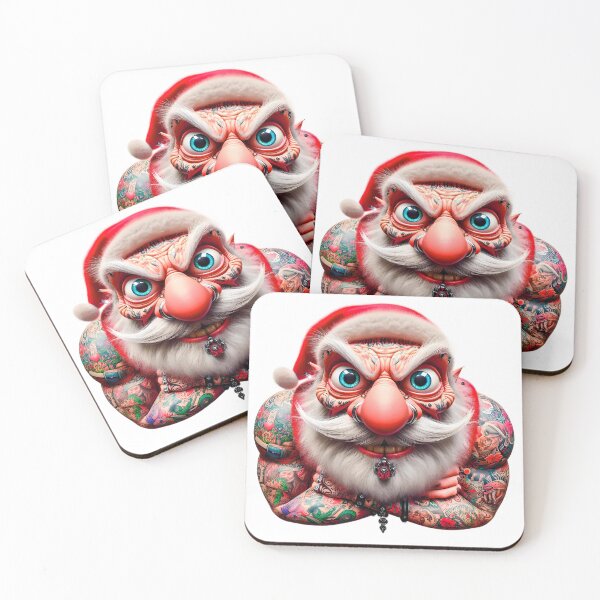 Item preview, Angry, tattooed Santa Claus stares at you designed and sold by eye_contact.