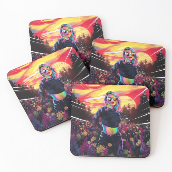 Item preview, Neon Retro Woman in Vibrant Sunset designed and sold by ZetaDream.
