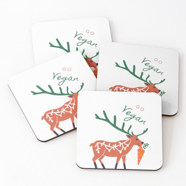 Item preview, Raindeer holding a carrot with the sign "Go Vegan" designed and sold by Lina and the Rest.