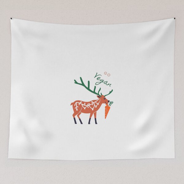 Item preview, Raindeer holding a carrot with the sign "Go Vegan" designed and sold by Lina and the Rest.