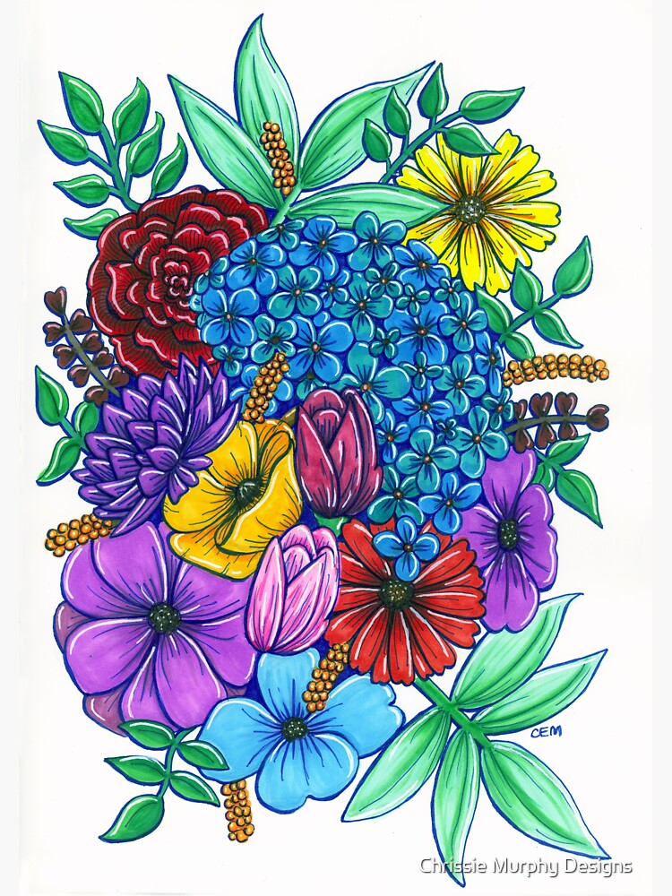 Thumbnail 3 of 3, Sticker, Mixed Tropical Floral Illustration designed and sold by Chrissie Murphy Designs.