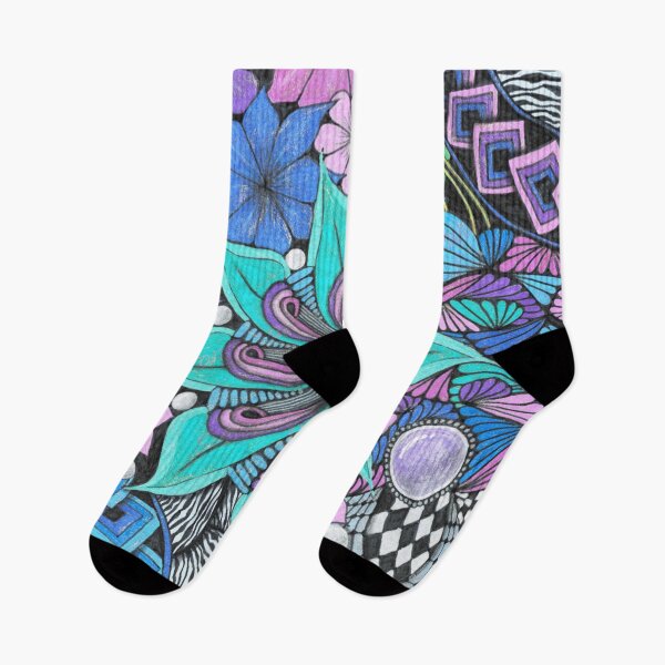 Item preview, Blue, pink and green multicolor zentangle style texture designed and sold by Fantasyplus.