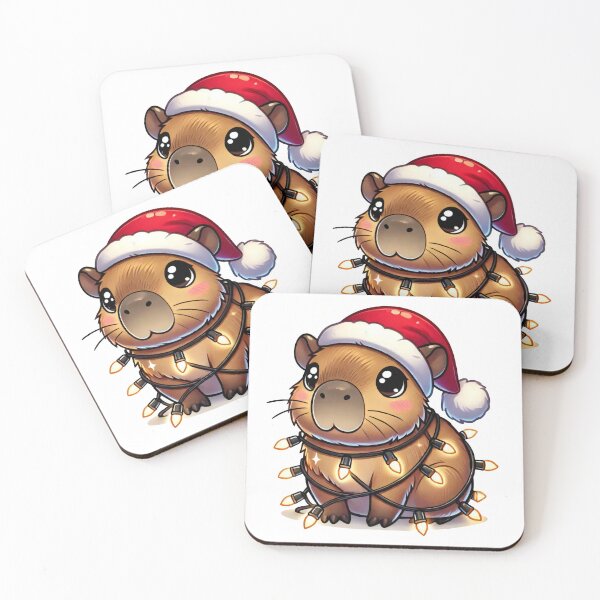 Item preview, Festive Capybara with Christmas Lights and Santa Hat designed and sold by lubushop1.