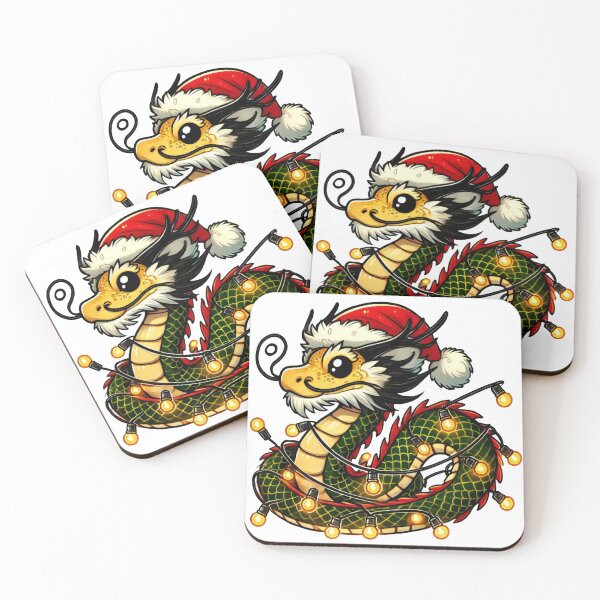 Item preview, Holiday Dragon Wrapped in Glowing Lights and Santa Hat designed and sold by AIARTIST1.