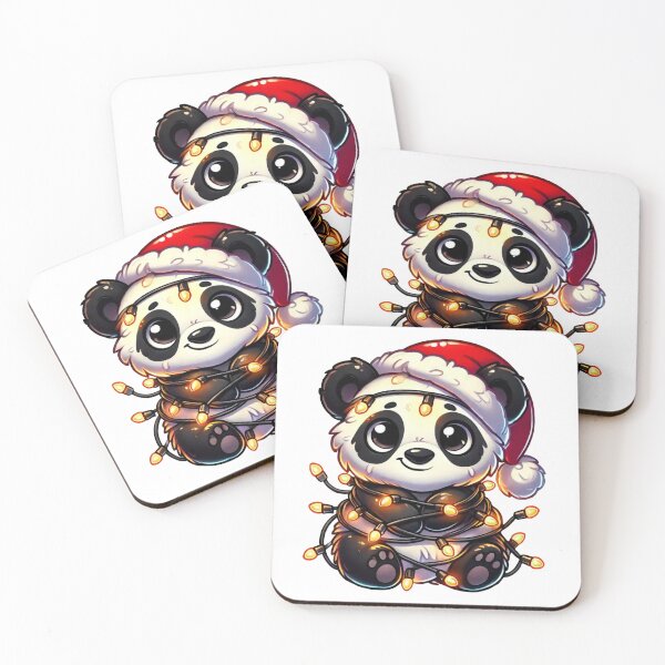 Item preview, Christmas Panda in Santa Hat and Festive Lights designed and sold by AIARTIST1.
