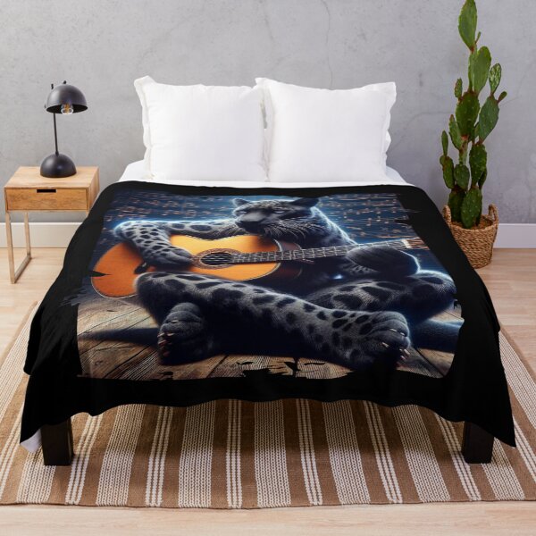 Item preview, Rocking Black Puma Playing Guitar - Wild Music Vibes designed and sold by Hungry-Murphy.