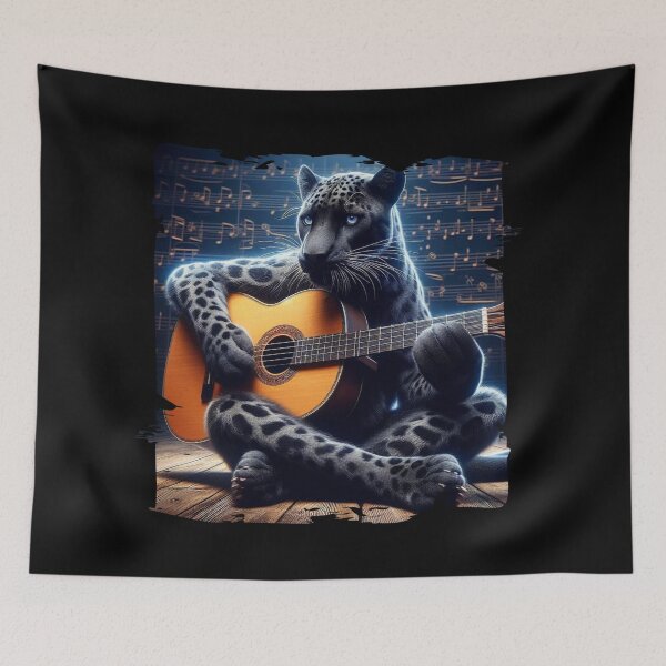 Item preview, Rocking Black Puma Playing Guitar - Wild Music Vibes designed and sold by Hungry-Murphy.