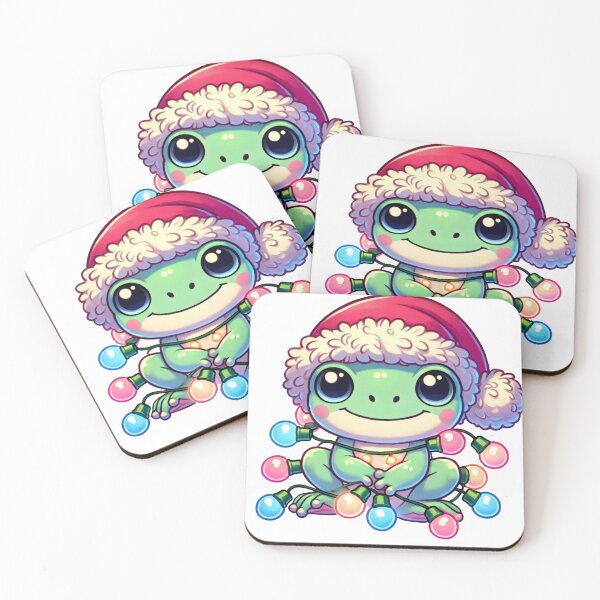 Item preview, Adorable Frog in Santa Hat and Christmas Lights designed and sold by lubushop1.