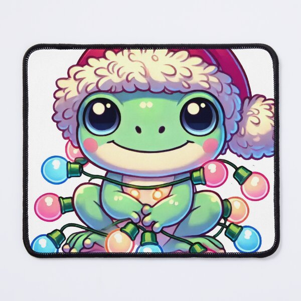 Item preview, Adorable Frog in Santa Hat and Christmas Lights designed and sold by lubushop1.