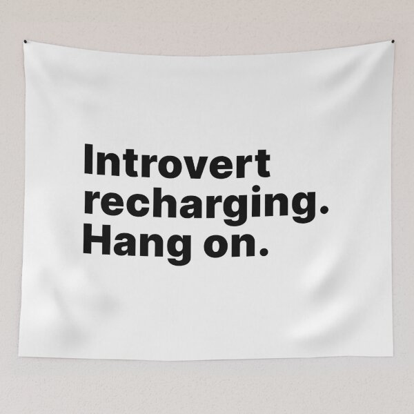 Item preview, Introvert recharging. Hang on | Black text designed and sold by ThingsOnTees.