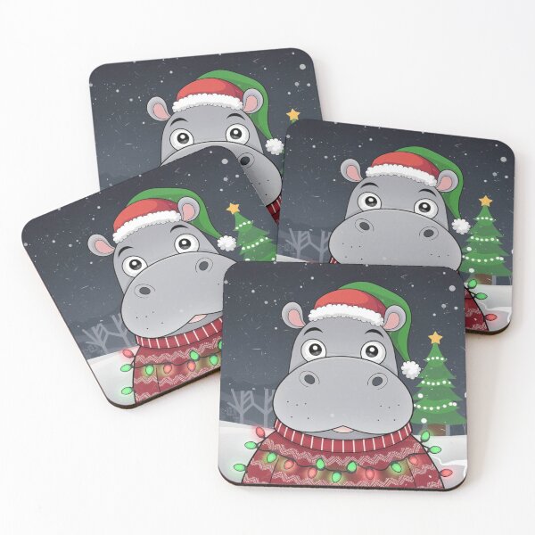 Item preview, Frosty Christmas Hippo Scene designed and sold by NeatThingLover.