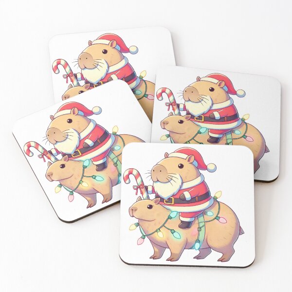 Item preview, Santa Capybara with Holiday Lights and Candy Cane designed and sold by lubushop1.