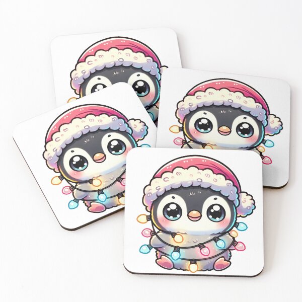 Item preview, Kawaii Christmas Penguin Wrapped in Holiday Lights designed and sold by lubushop1.