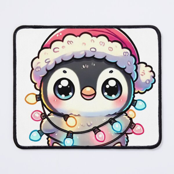 Item preview, Kawaii Christmas Penguin Wrapped in Holiday Lights designed and sold by lubushop1.