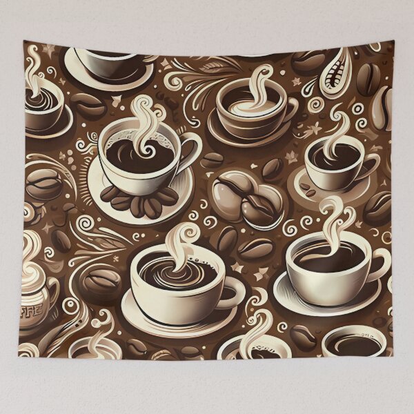 Item preview, Seamless coffee cup and bean pattern designed and sold by Haji  Kamora.