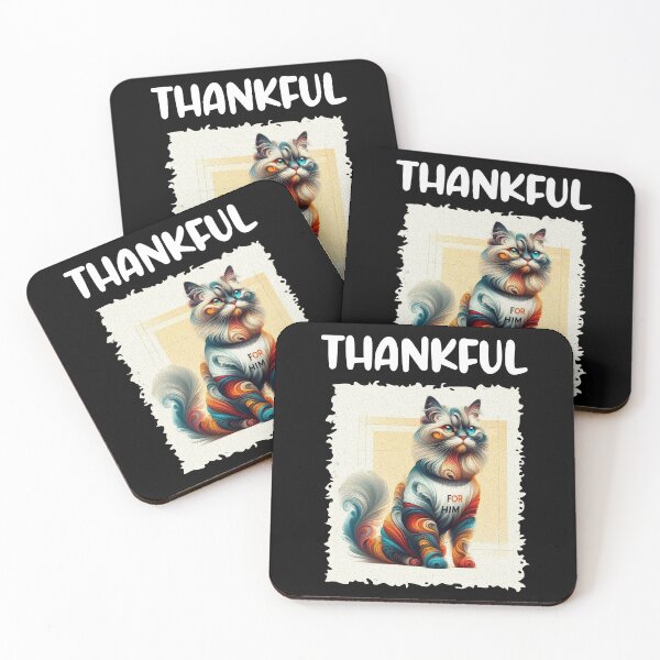 Item preview, Thankful For Him Cute Cat Matching Couple For Thanksgiving family designed and sold by Creat-Des.