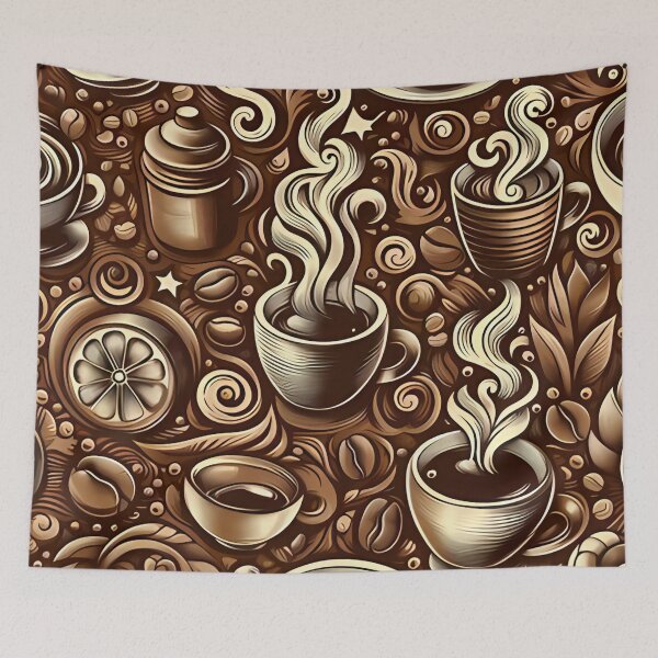 Item preview, Seamless coffee cup and bean pattern designed and sold by Haji  Kamora.