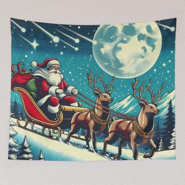 Item preview, Christmas Vintage Santa Claus with a reindeer sleigh,Christmas Santa Claus,christmas retro,Christmas Vintage designed and sold by Expressions-Sel.