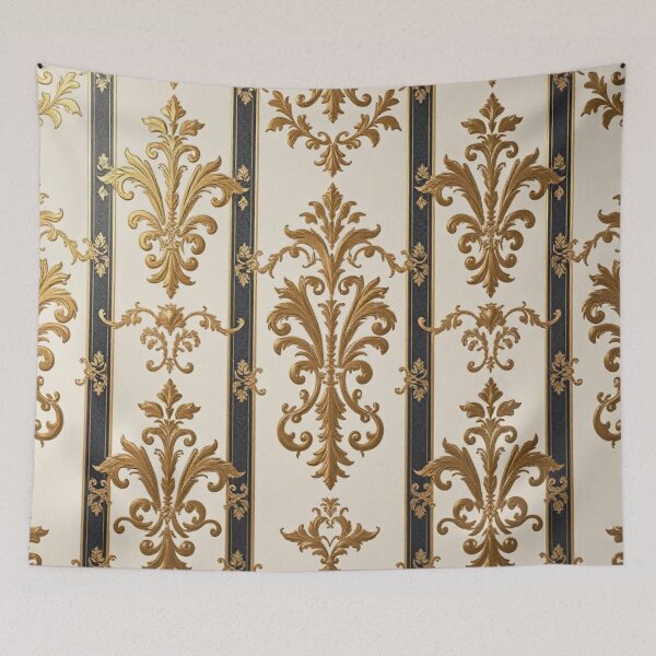 Item preview, Alabaster Black Striped Gold Damask designed and sold by DesignsByPrnces.