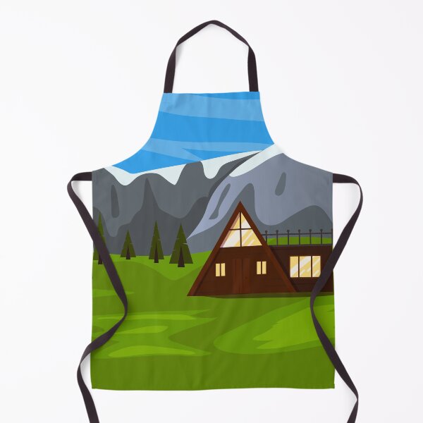 Item preview, cozy house in the mountains in the forest, summer landscape, designed and sold by RybkaArt.