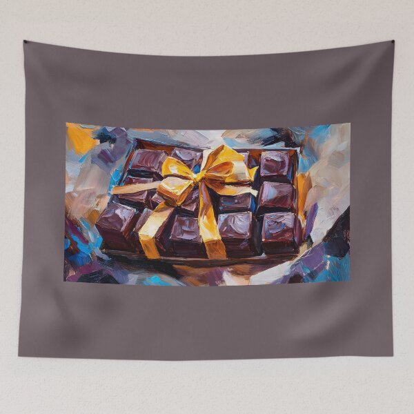Item preview, Festive Chocolate Gift Box - Vibrant Yellow Ribbon and Bold Artistic Flair Abstract AI Art designed and sold by OlfactoART Studio.