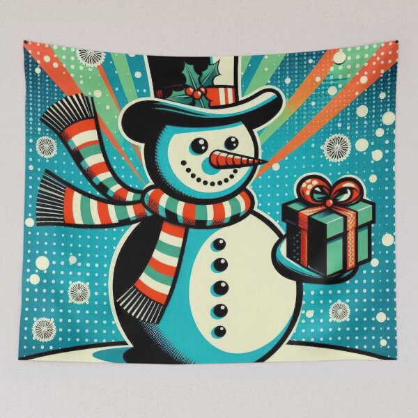 Item preview, Christmas Vintage Snowman holding a gift,Christmas Snowman,christmas retro,Christmas Vintage designed and sold by Expressions-Sel.