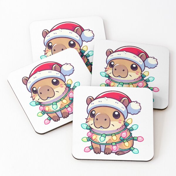 Item preview, Festive Christmas Capybara Wearing Santa Hat and Lights designed and sold by lubushop1.