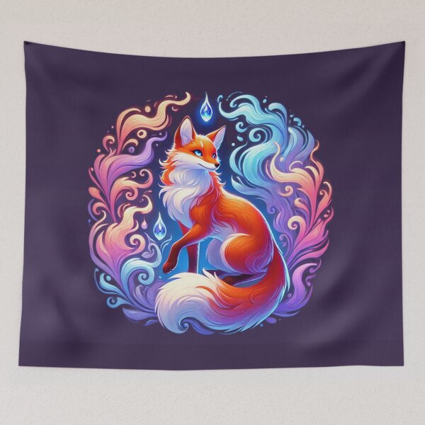 Item preview, Mystical Fox with Glowing Flames - Fantasy Art designed and sold by Feathers & Futhark.