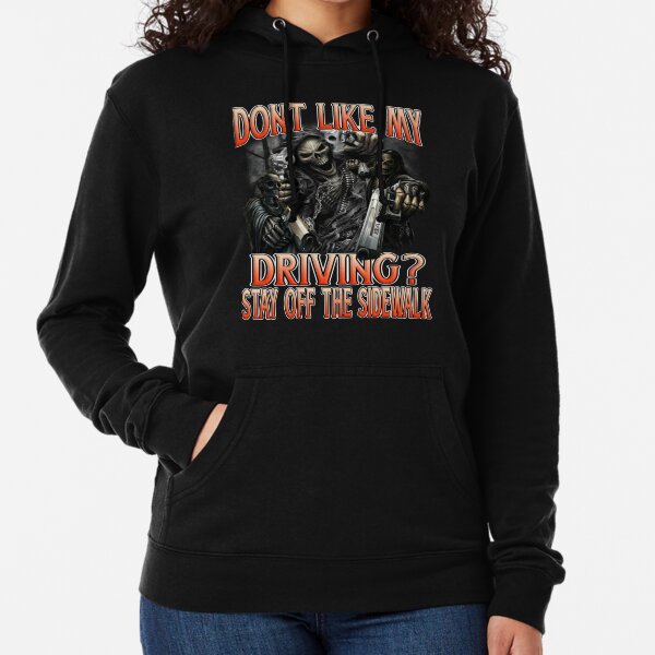 Item preview, Funny Meme Tee Don't Like My Driving Stay Off The Sidewalk Skull Guns Graphic T-Shirt Edgy Humor Gift for Car Lovers designed and sold by PaloClothes.