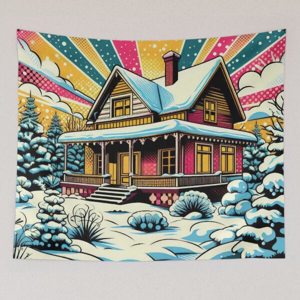 Item preview, Christmas Vintage house with snow,Christmas landscape,christmas retro,Christmas Vintage designed and sold by Expressions-Sel.