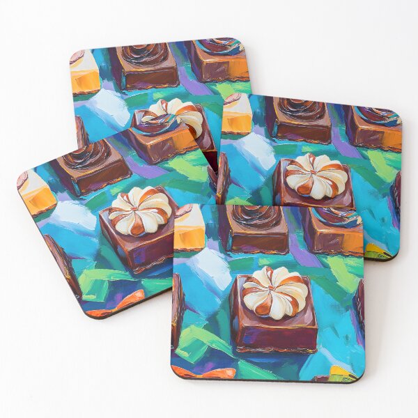 Item preview, Vibrant Square Chocolates - Colorful Swirls and Bold Artistic Patterns Abstract Digital AI Art designed and sold by OlfactoART Studio.