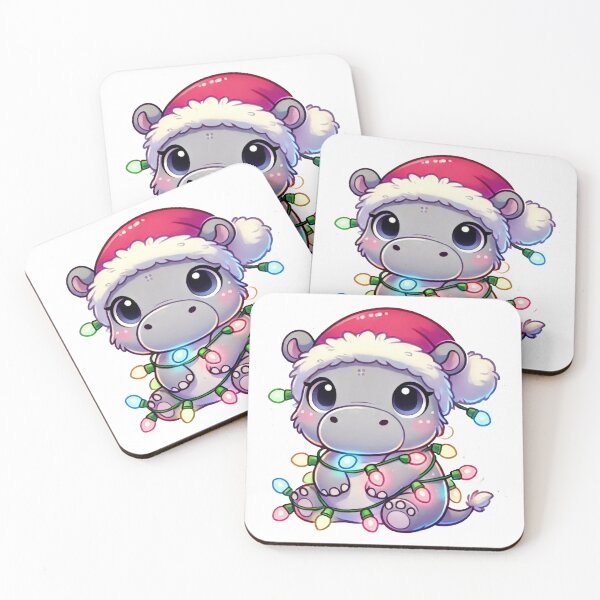 Item preview, Festive Hippo in Santa Hat with Christmas Lights designed and sold by lubushop1.