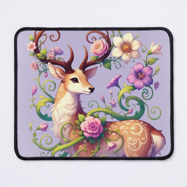 Item preview, Enchanted Deer with Blooming Flowers designed and sold by Feathers & Futhark.