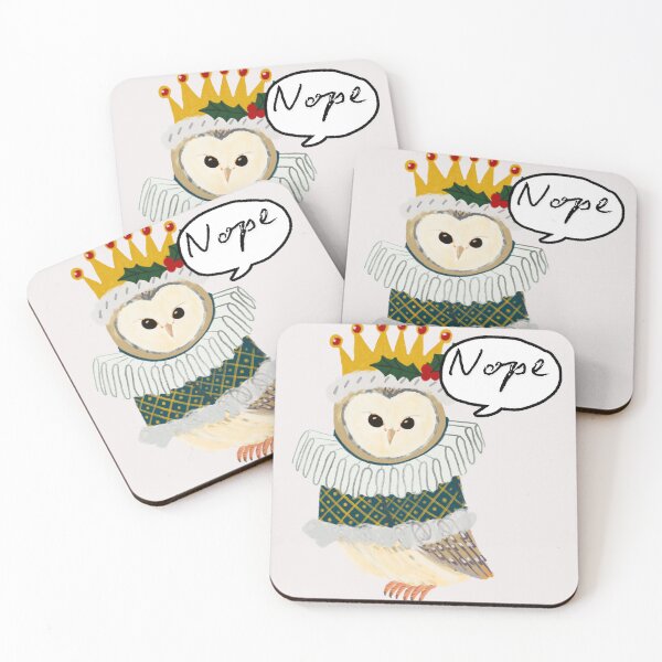 Item preview, Festive Owl Art - Regal Nope Humor for the Holidays Illustration - jemma jamie skidmore  designed and sold by Jemma Jamie Skidmore.