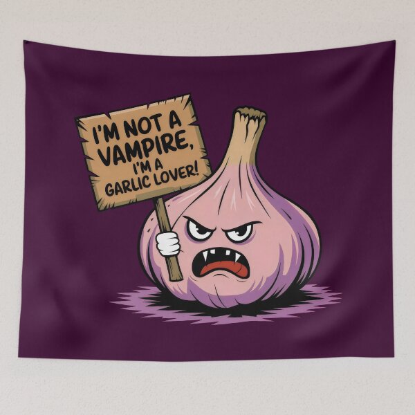 Item preview, I'm Not a Vampire, I'm a Garlic Lover! - Funny Cartoon Design designed and sold by Prime-Studio.