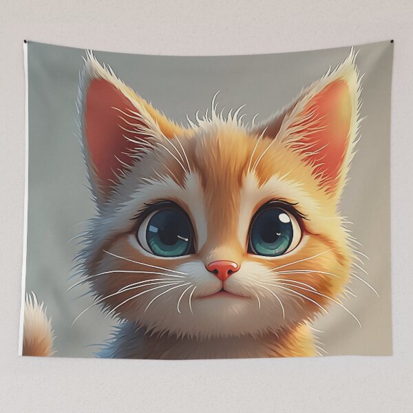 Item preview, Lindo gatito de dibujos animados con ojos azules designed and sold by RobertHun.