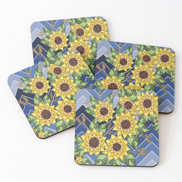 Item preview, Sunflowers with blue zigzag  designed and sold by Handmadebyjessm.