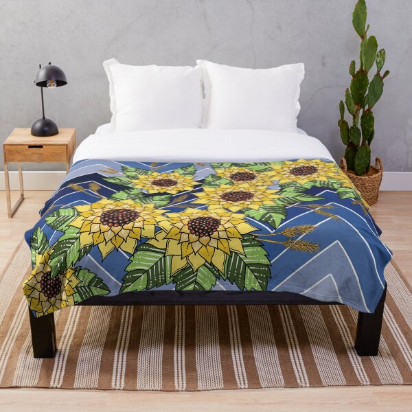 Item preview, Sunflowers with blue zigzag  designed and sold by Handmadebyjessm.