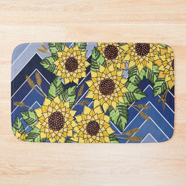 Item preview, Sunflowers with blue zigzag  designed and sold by Handmadebyjessm.