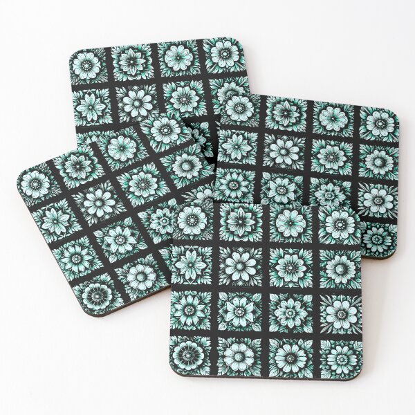 Item preview, Aqua Flower Pattern designed and sold by Karen Simon.