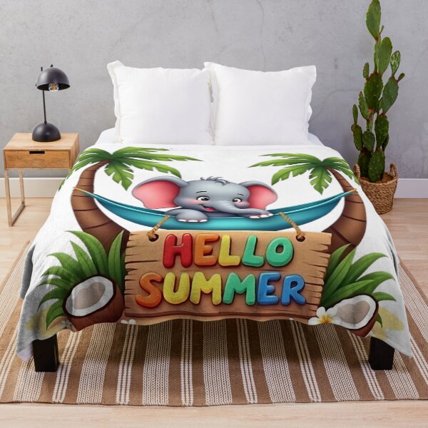 Item preview, Hello Summer Tropical Cute Baby Elephant Art designed and sold by Casanova7000.