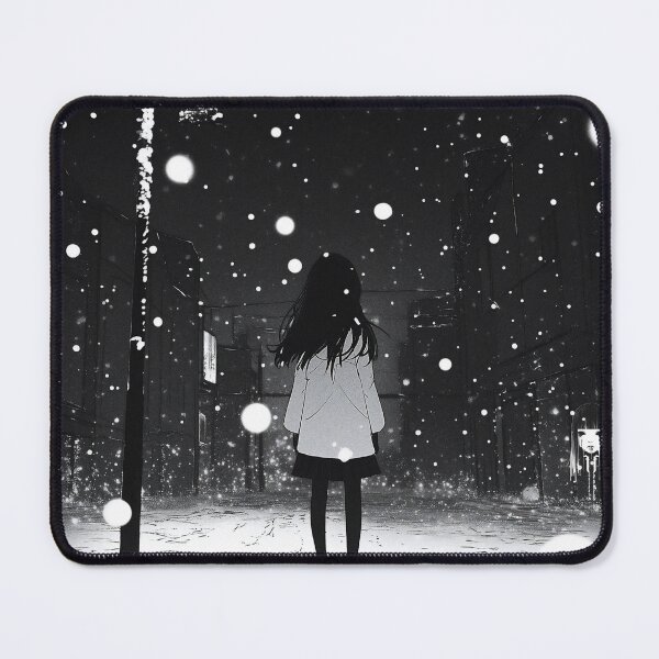 Item preview, happy new year - black and white melancholic manga anime girl designed and sold by ForsakenFrames.