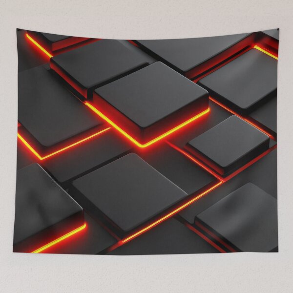 Item preview, Futuristic Black Geometric Design with Neon Red Glow designed and sold by Mousetopia.