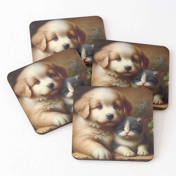 Item preview,  "Adorable Companions: Puppy and Kitten Portrait" designed and sold by mustardseed-410.