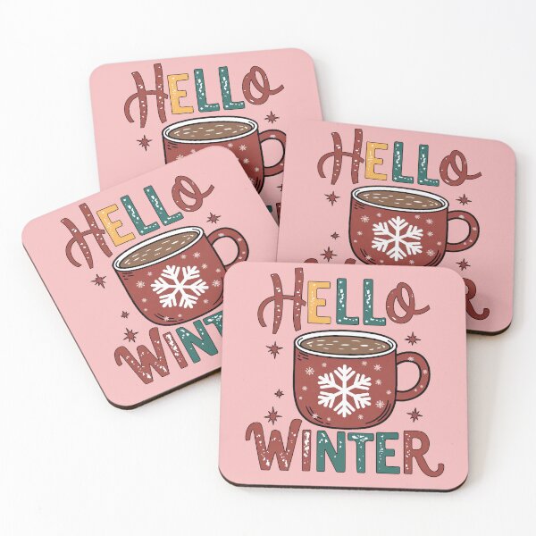 Item preview, Hello Winter Graphic Design with Maroon Coffee Mug, Snowflake Embellishments, and Vintage Distressed Text designed and sold by marvinismyname.