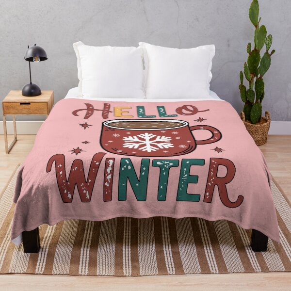Item preview, Hello Winter Graphic Design with Maroon Coffee Mug, Snowflake Embellishments, and Vintage Distressed Text designed and sold by marvinismyname.