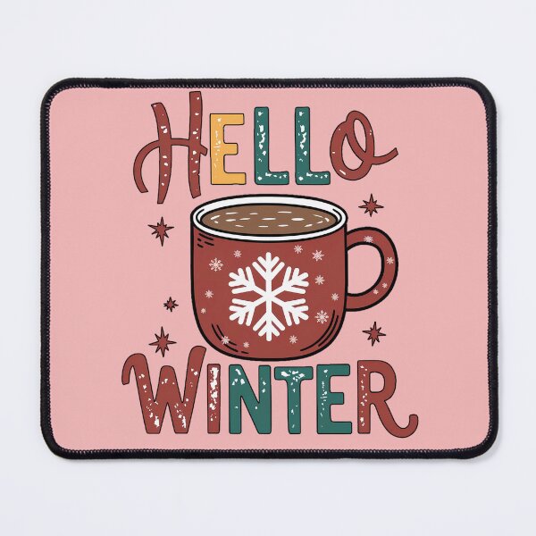 Item preview, Hello Winter Graphic Design with Maroon Coffee Mug, Snowflake Embellishments, and Vintage Distressed Text designed and sold by marvinismyname.
