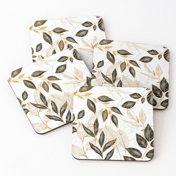 Item preview, Black and Gold Leaf Pattern designed and sold by TurquoiseBird.