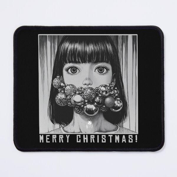 Item preview, Merry christmas - black and white manga anime girl designed and sold by ForsakenFrames.