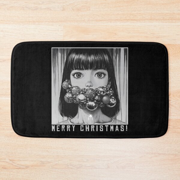 Item preview, Merry christmas - black and white manga anime girl designed and sold by ForsakenFrames.